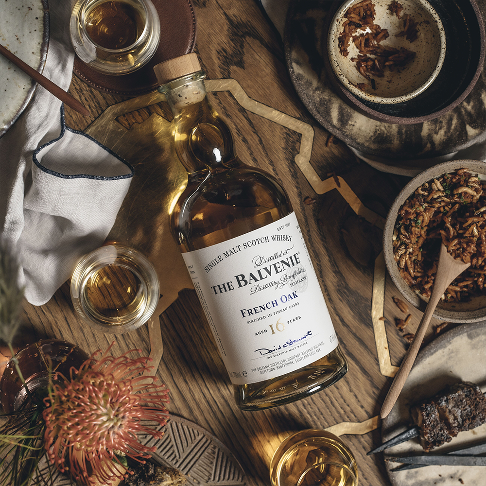 Experience the artistry of whisky with Balvenie's 16-Year-Old Single Malt, a distinguished gem from the esteemed Cask Finishes range