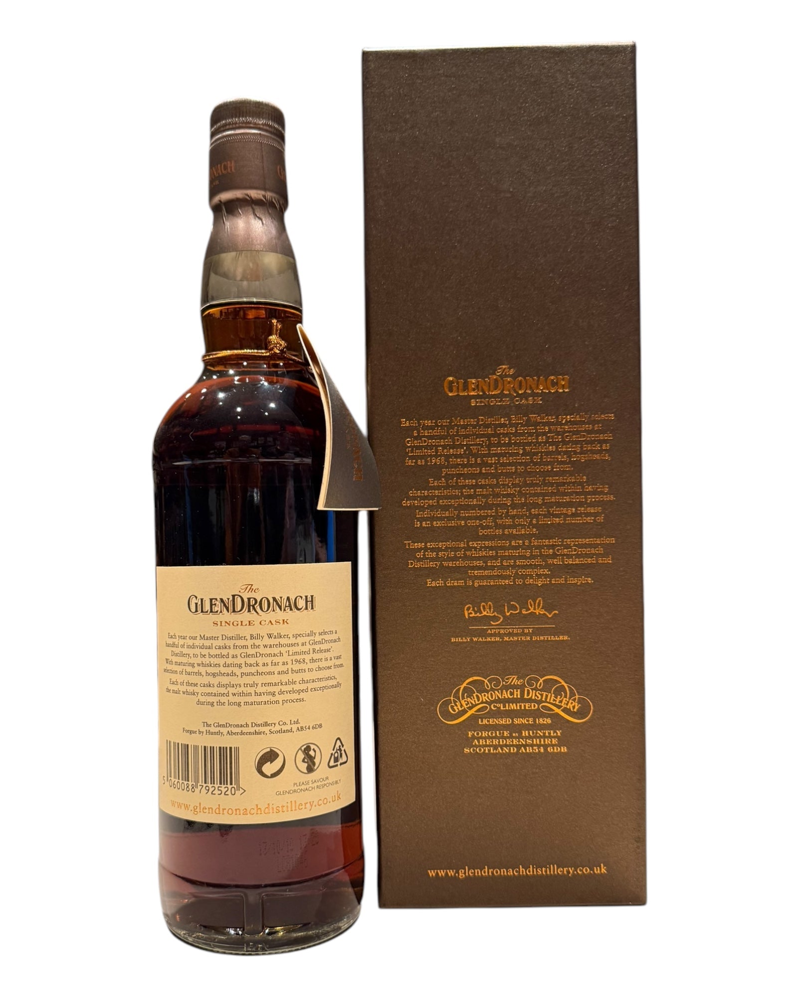 Glendronach 1991 18 Year Old, Oloroso Sherry Single Cask #2512 with Box