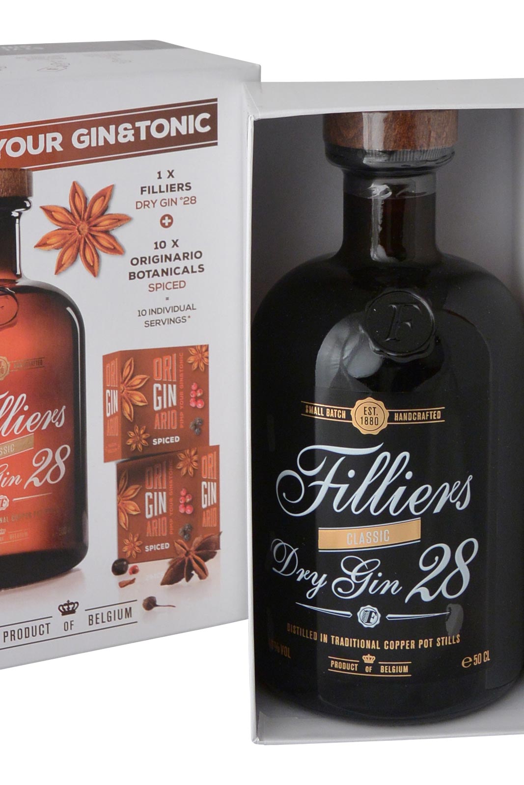 Filliers Dry Gin 28 + 10 x Originario Botanicals Spiced