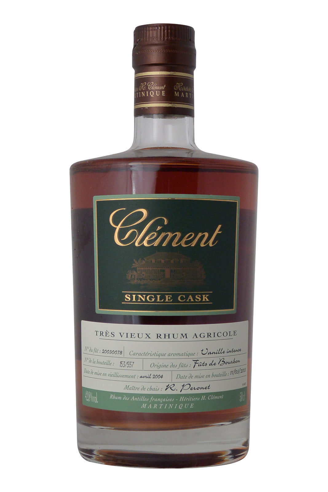 Clement Single Cask Rum 42.8% avril 2004 Vanille Intense