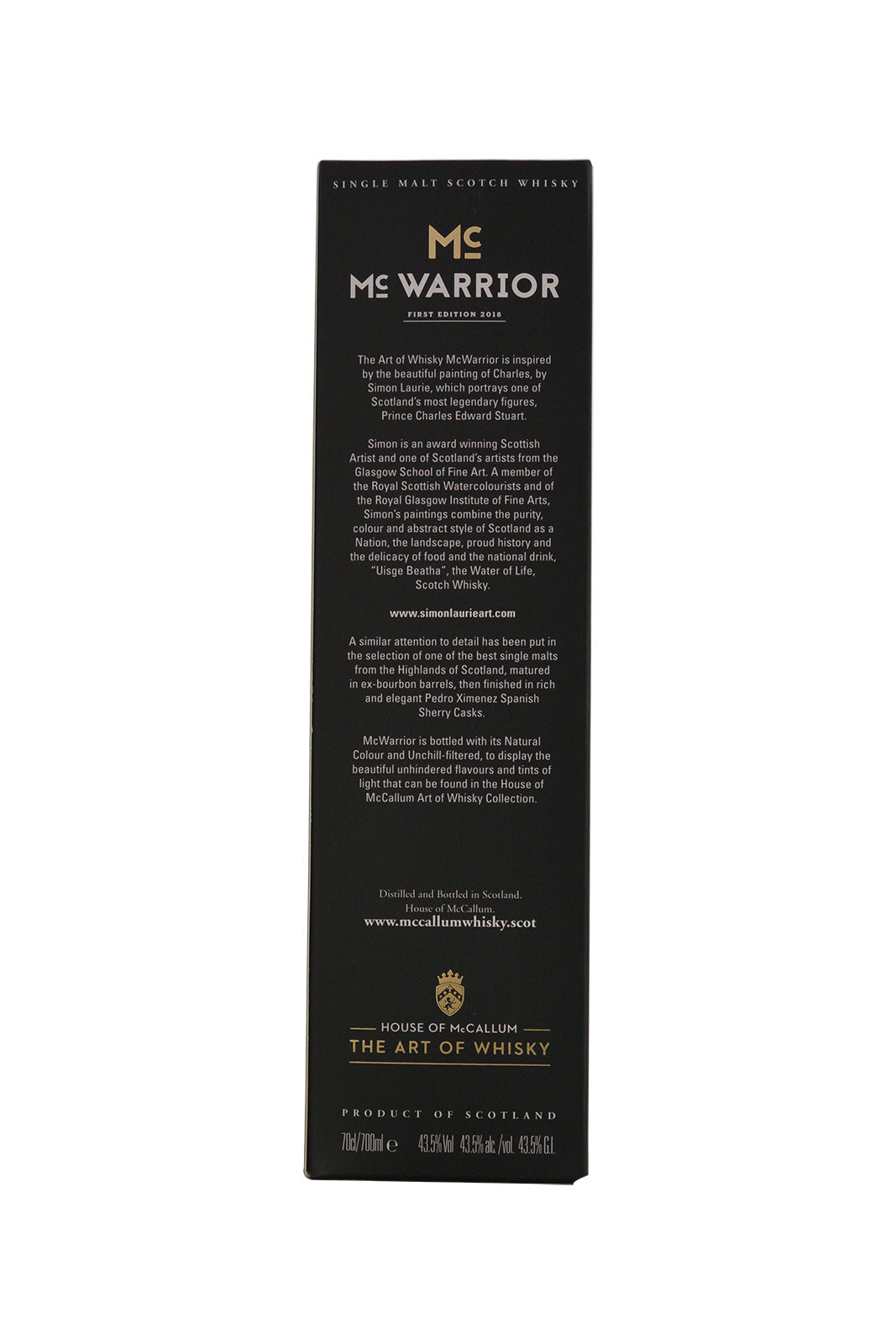 The Art of Whisky Mc Warrior  Sherry Wood Casks (PX) House of McCallum