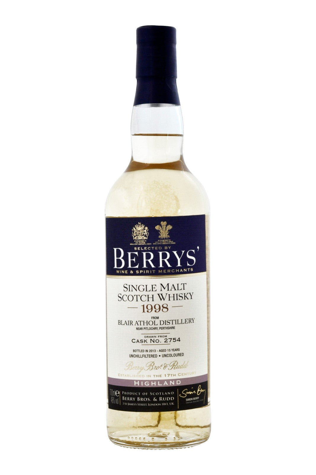 Blair Athol 1998 Cask Ref. 2754 Berry's