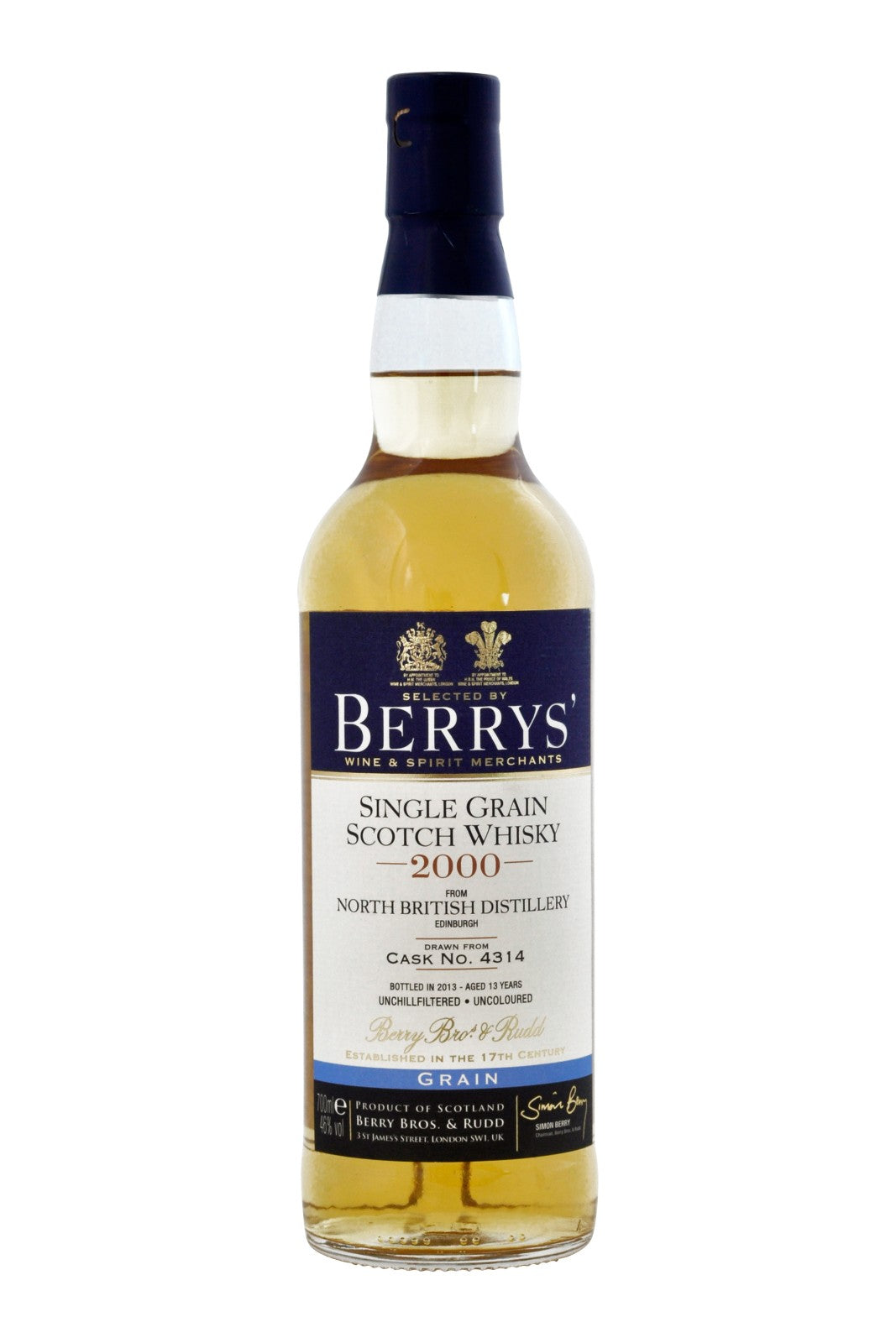 North Bristish Distillery 2000 Cask Ref. No. 4314 Berry's