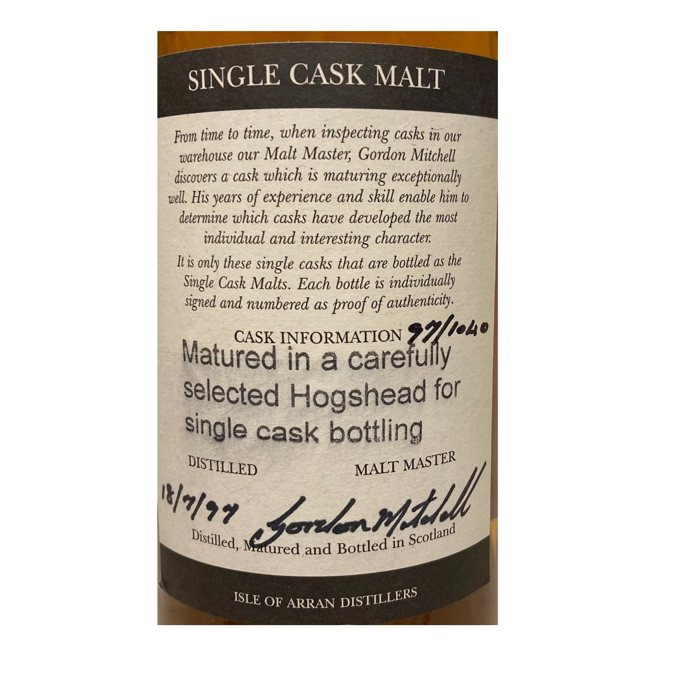Arran Single cask bottling  275 / 351