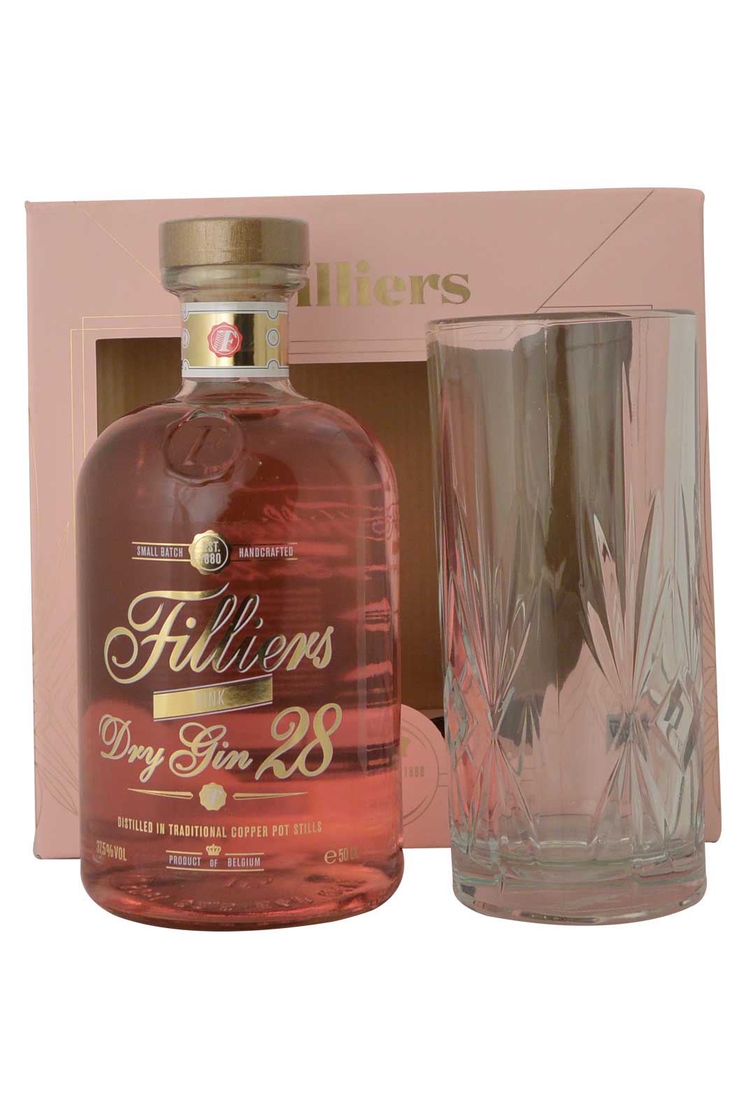 Filliers Dry Gin 28 Pink with Glass - Gift Box - 50cl