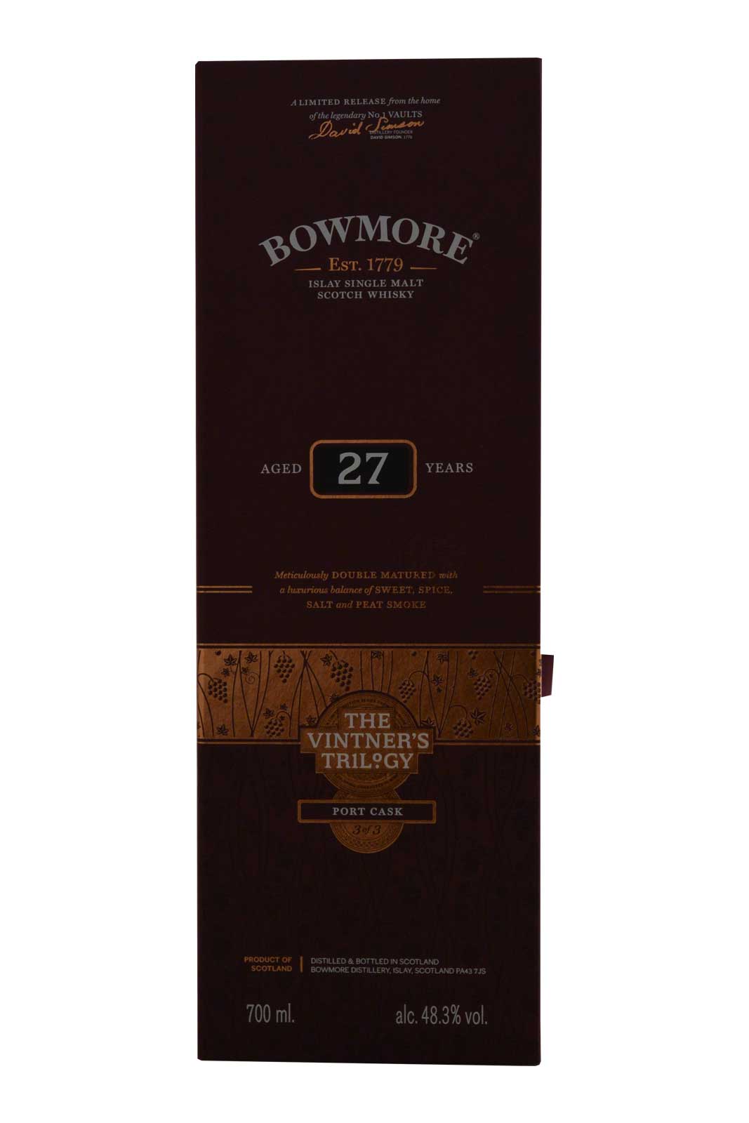 Bowmore 27 años, barrica de oporto, The Vintner's Trilogy