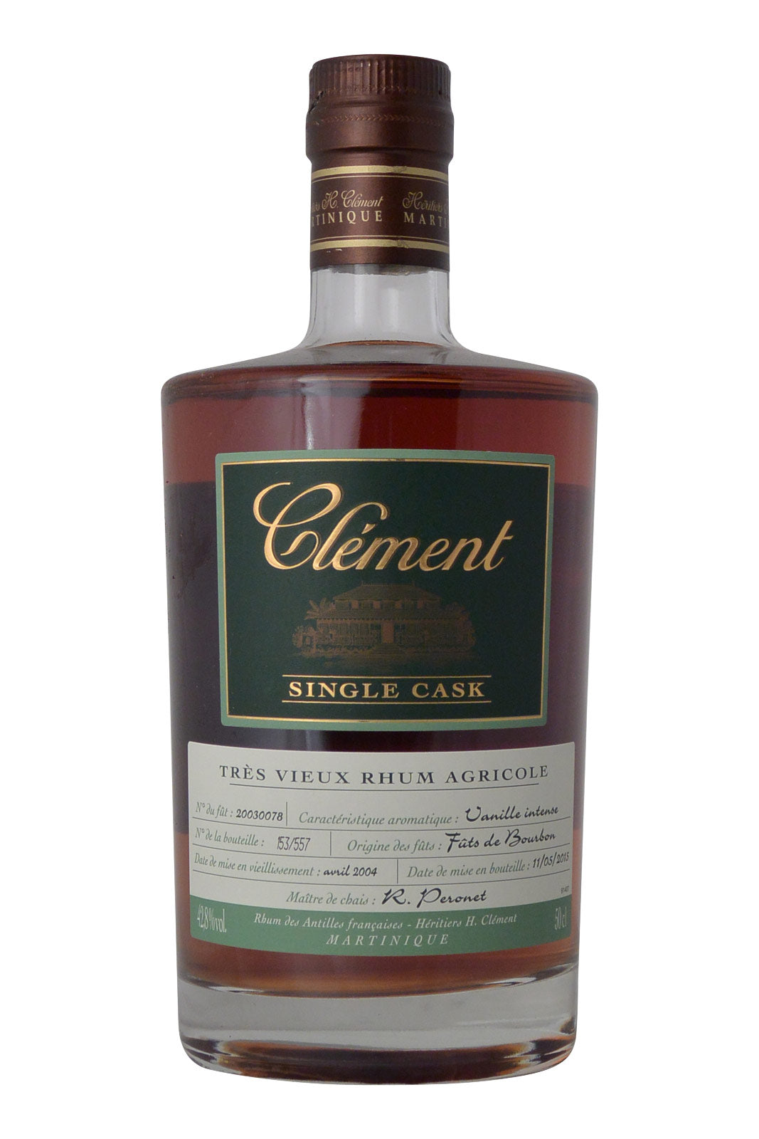 Clement Single Cask Rum 42,8% april 2004 Intens Vanilje