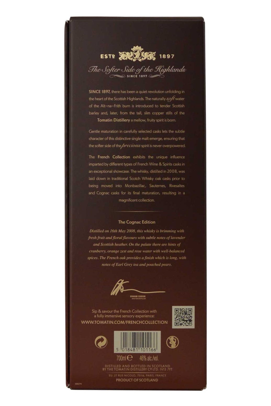 Tomatin 12-årig 2008 Cognac Cask Finish - French Collection